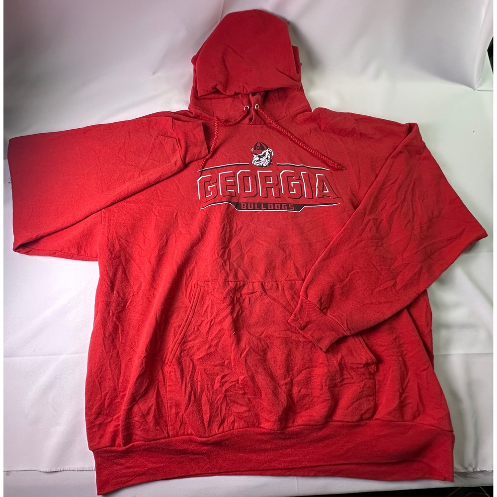 Vintage Georgia Bulldogs Red Hoodie Mascot Pullover Men's 3XL Comfort College